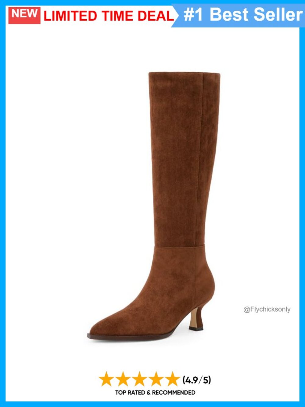 Knee High Boots Kitten Heel Pointed Toe Faux Suede Women's